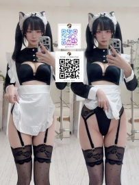 黑白女僕裝貼身包裹，F罩杯的胸型直接撐爆視線，渾圓飽滿、乳溝若隱若現，性感內衣根
